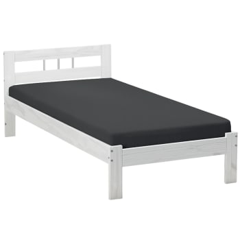 Lit Banquette 90x190 En Pin Massif Coloris Vernis Blanc - Longueur 197 X Profondeur 97 X Hauteur 62 Cm Pegane 76982420
