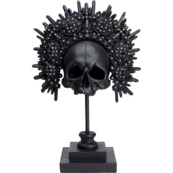 King skull - Statuette crâne avec couronne en polyrésine noire H49