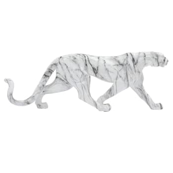 Leopard marble - Deko Figur Jaguar aus Fiberglas in silber