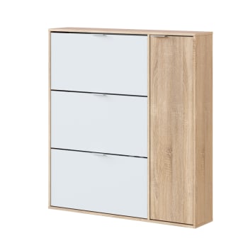 Scarpiera Moderna HOMCOM Con 2 Ante – Stretta E Compatta Per Ingresso – Contiene 13 Paia Di Scarpe – 80x30x80 Cm – Naturale E Bianco