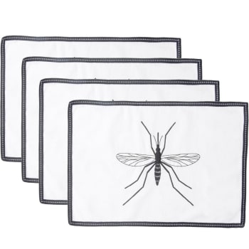 Mosquito - Mantel individual (x4) algodón 35x50 blanco / negro