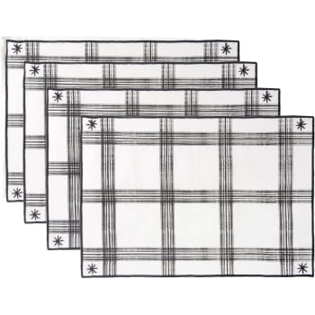 Madras - Sets de table (x4) coton  35x50 blanc / noir