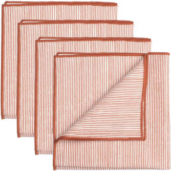 Pinstripe - Serviettes de table (x4) coton  45x45 terracotta