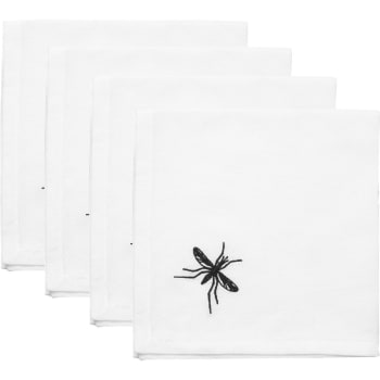 Mosquito - Serviettes de table (x4) coton  45x45 blanc / noir