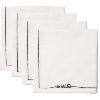 Namaste - Serviettes de table (x4) coton  45x45 blanc / noir