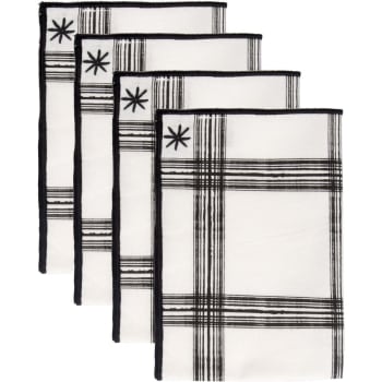 Madras - Serviettes de table (x4) coton  45x45 blanc / noir