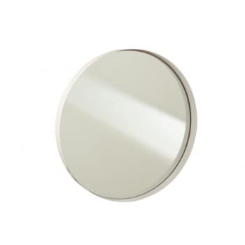 Espejo redondo con borde de metal blanco de 50x50x5 cm