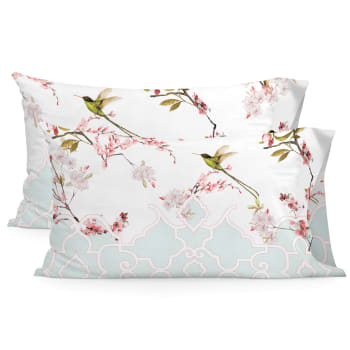 Sakura - Funda de almohada 100% algodón multicolor 50x75 cm (x2) (cama 150/160)