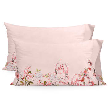 Chinoiserie rose - Funda de almohada 100% algodón multicolor 50x75 cm (x2) (cama 150/160)