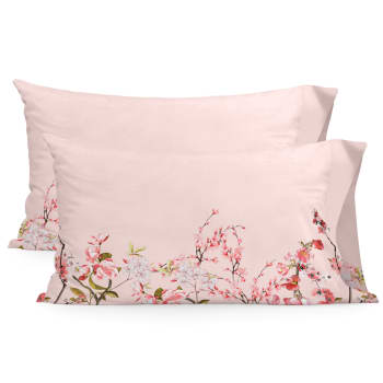 Taie d'oreiller Chinoiserie rose 100% Coton Happyfriday