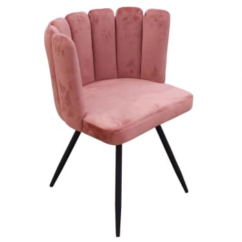ARIEL - Chaise design effet velours rose