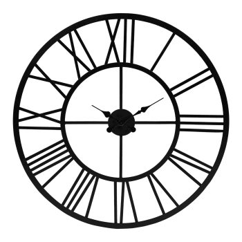 Reloj de pared redondo, Ø 92 x 5 cm, negro, hierro