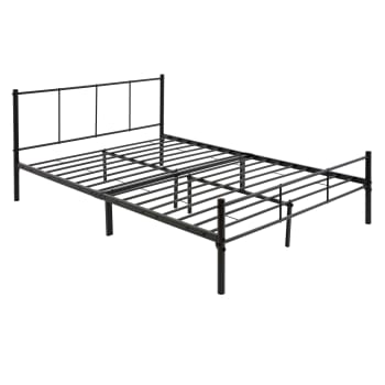 Diahomy Letto in metallo con rete a doghe, letto matrimoniale per materasso  120 x 200 cm, telaio letto con testiera, colore: nero