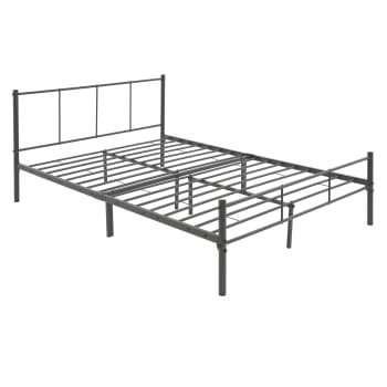 Bett aus anthrazitfarbenem Metall, 140x200 cm, Stahlrahmen