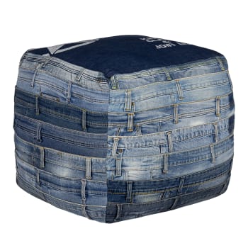 Pouf da soggiorno in denim jeans blu 45 x 45 x 45cm