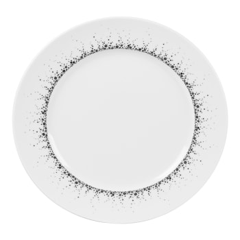 Boréalis - Lot de 6 assiettes plate   gris 27 cm  blanc en porcelaine H3