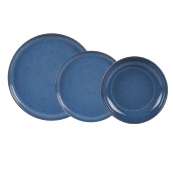 Service d'assiettes    cobalt 18 pièces bleu en grès H1