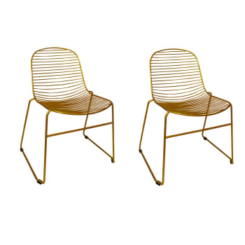 Montauk - Lot de 2 chaises empilables en métal doré