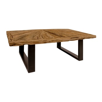 Sarmaty - Table basse en bois de teck recyclé et pieds en métal noir