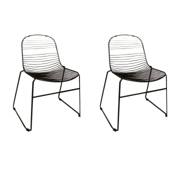 Montauk - Lot de 2 chaises empilables en métal noir