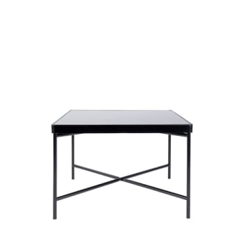SMOOTH - Table basse carrée en verre et métal 60x60cm noir