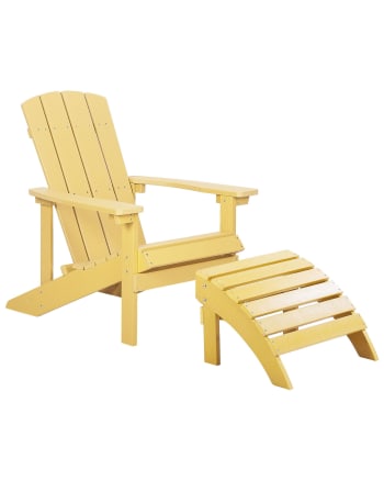 Chaise de jardin jaune avec repose-pieds