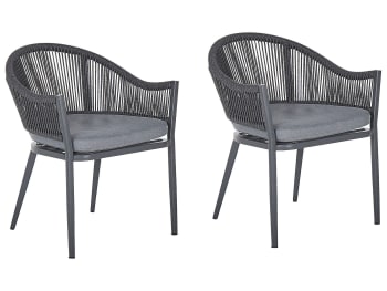 Mileto - Lot de 2 chaises de jardin de couleur grise