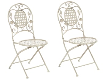 Bivio - Lot de 2 chaises de jardin blanc cassé