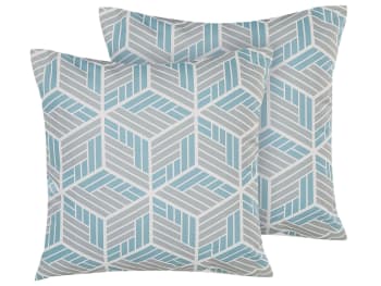 Set di 2 cuscini da giardino blu con motivo a foglie 45 x 45 cm ELATI 