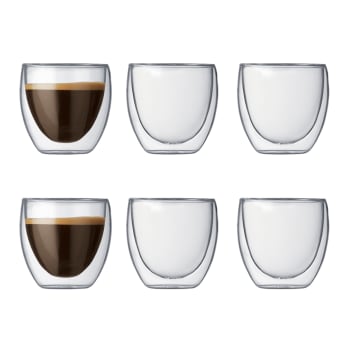 Lot de 6 tasses de café avec sous tasse Andre 95cl Verre Transparent