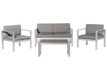 Salerno - Set divani da giardino con tavolino in alluminio grigio scuro
