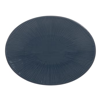 Serving_dishes - Plat ovale Bohémia 41,5cm  bleu en grès H1