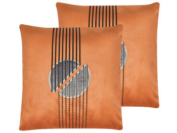 Ceropegia - Lot de 2 coussin décoratifs en tissu orange 45x12cm