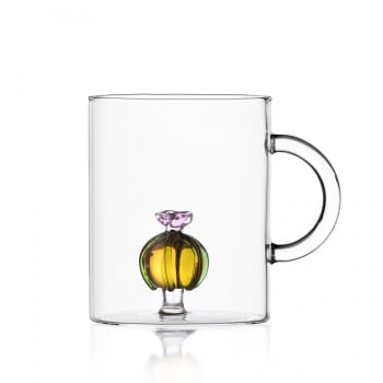 PINK FLOWER - Mug en verre cactus