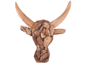 Décoration murale - Tête de Buffle XL en bois sculpté - Bois