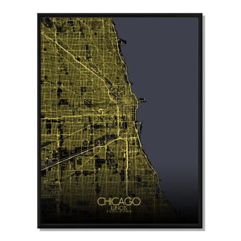 Affiche Chicago Carte Nuit 40x50