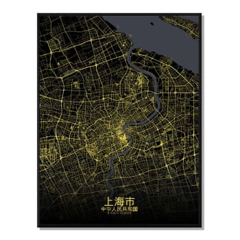 Affiche Shanghai Carte Nuit 40x50