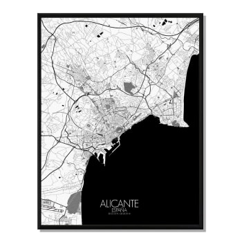 Affiche Alicante Carte N&B 40x50