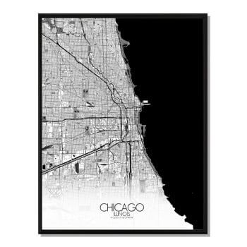 Affiche Chicago Carte N&B 40x50