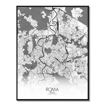 Póster roma mapa en b&n 40x50