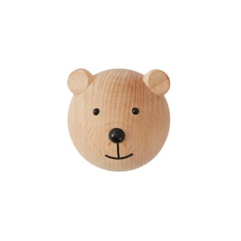 Bear - Crochet marron en bois H4,5x4,5x5,5cm