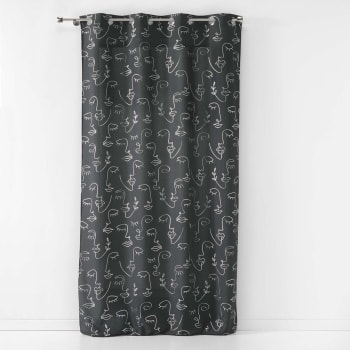 ARTY LINE - Rideau à impressions métallisées polyester anthracite/argent 260x140cm