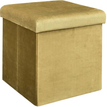 Pouf coffre de rangement velours noir - 37.5x37.5x37.5cm