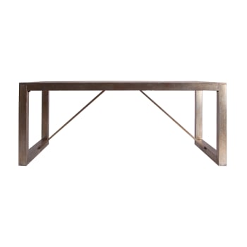 THUSIS - Table Salon en Fer Marron, 200x100x80 cm
