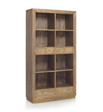 Merapi - Libreria in legno di mindi beige 8 ripiani H 190 cm