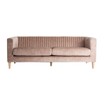 FIGARI - Sofa en Velours Beige, 196x84x70 cm