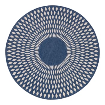 Illusion - Tapis rond deco scandinave bleu 200x200, OEKO-TEX®