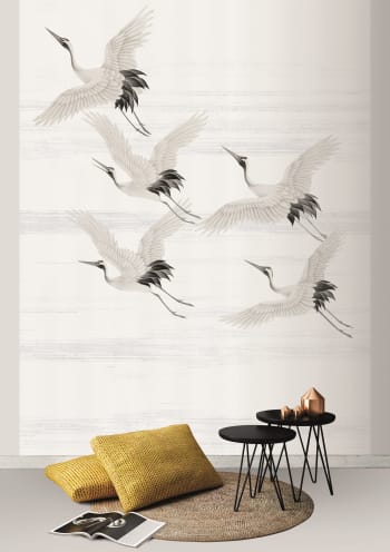LE DÉPART DES GRUES SAUVAGES - Papier peint panoramique intissé oiseaux 200x280cm