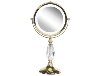 Maury - Specchio da tavolo LED rosa oro ø 18 cm