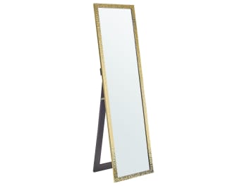 Brecey - Miroir sur pied en matériaux synthétiques doré 140x40